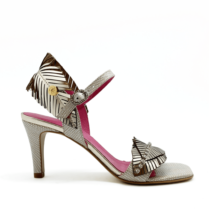 Fifi gold mirror heel ankle sandal - Heel Shoe - British D'sire