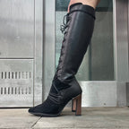 Filomina - Black/bronze High heel boot - Long Boot - British D'sire