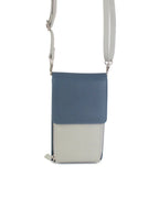 Finest Soft Leather Slim Cross Body Handbag Purse Marian Blue & Grey - British D'sire