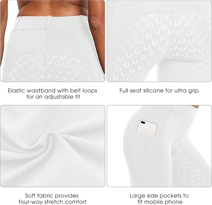 FitsT4 Horse Riding Ladies Women Silicon Full SEAT Jodhpurs Equestrian Gym/Yoga Leggings Tights Breeches Equine Secondary image