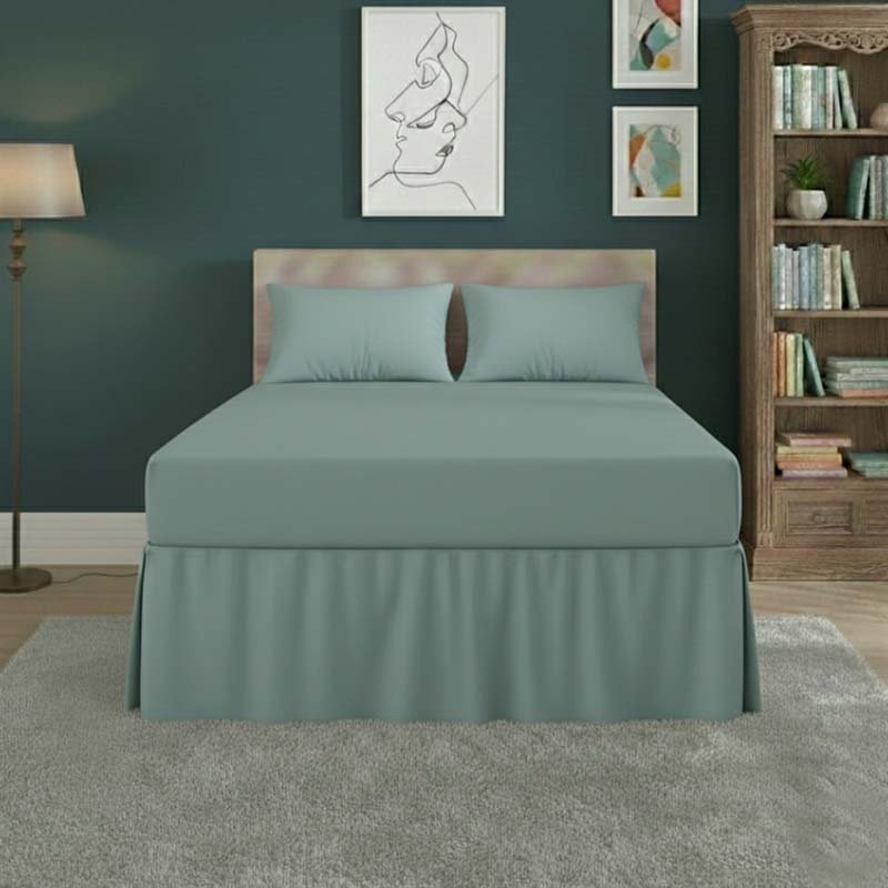 Fitted Valance Bed Sheet Polycotton Mattress Cover And Frill Easy Care - Single - Grey - British D'sire