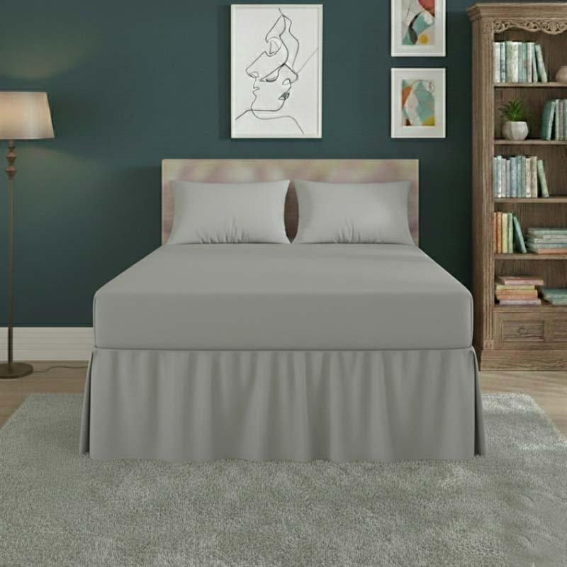 Fitted Valance Bed Sheet Polycotton Mattress Cover And Frill Easy Care - Single - Grey - British D'sire