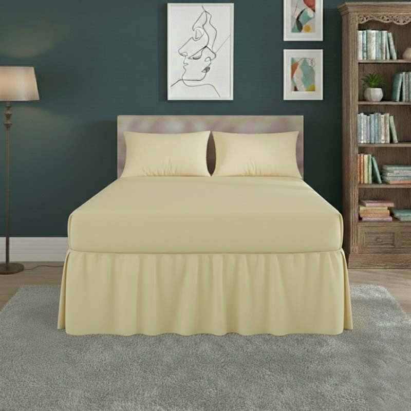 Fitted Valance Bed Sheet Polycotton Mattress Cover And Frill Easy Care - Single - Latte - British D'sire
