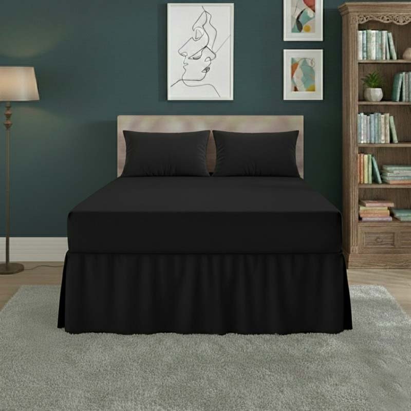 Fitted Valance Bed Sheet Polycotton Mattress Cover And Frill Easy Care - Single - Silver - British D'sire