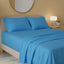 Flannelette Flat Sheet Soft Brushed Cotton Bedding for Warmth Comfort - Super King - Blue - British D'sire