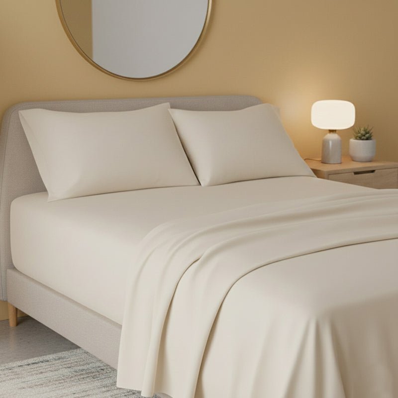 Flannelette Flat Sheet Soft Brushed Cotton Bedding for Warmth Comfort - Super King - Cream - British D'sire
