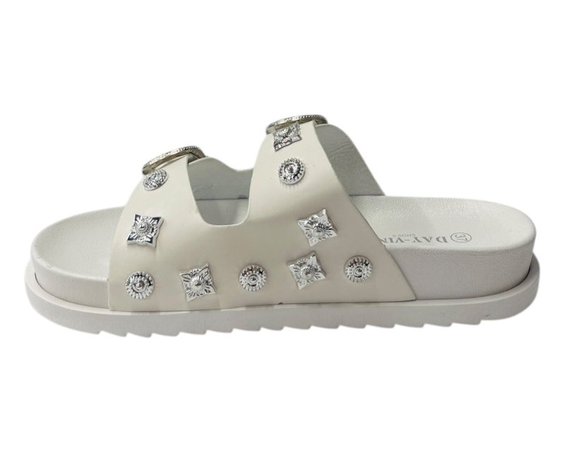 Flat Sole Double Strap Buckle Sandals - Slider - British D'sire