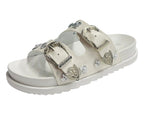 Flat Sole Double Strap Buckle Sandals - Slider - British D'sire