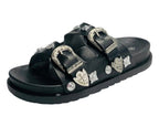 Flat Sole Double Strap Buckle Sandals - Slider - British D'sire