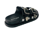 Flat Sole Double Strap Buckle Sandals - Slider - British D'sire