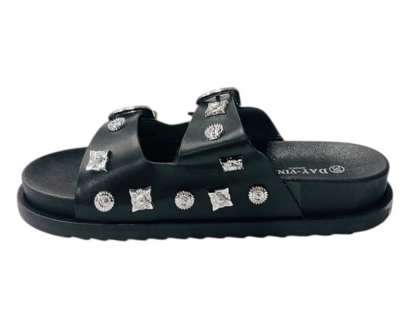 Flat Sole Double Strap Buckle Sandals - Slider - British D'sire