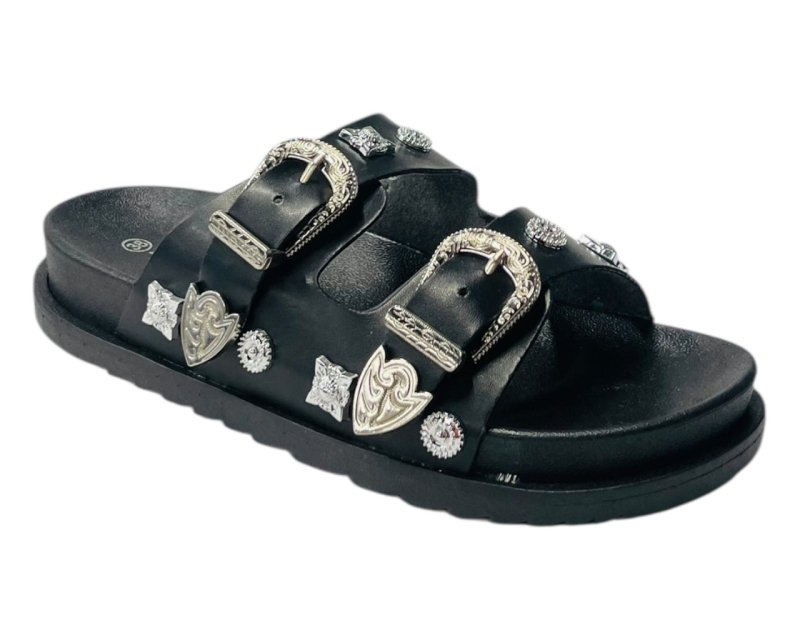Flat Sole Double Strap Buckle Sandals Secondary image