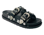 Flat Sole Double Strap Buckle Sandals - Slider - British D'sire
