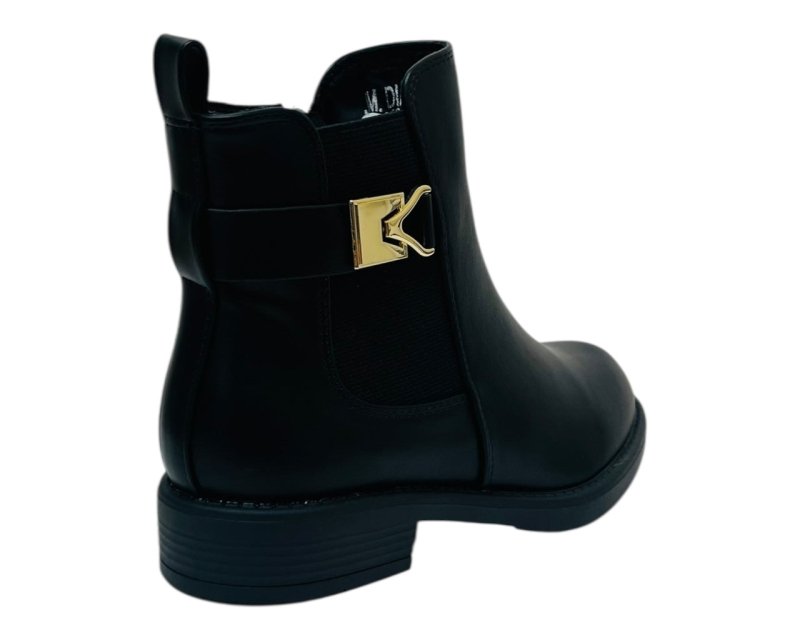 Flat Sole Elastic Panel Faux Leather Zip Ankle Boots - Boots - British D'sire
