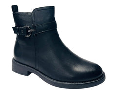 Flat Sole Faux Leather Ankle Boots - Boots - British D'sire