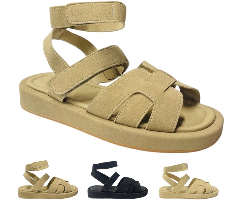 Flat Sole Padded Strappy Sandals - Sandals - British D'sire Main image