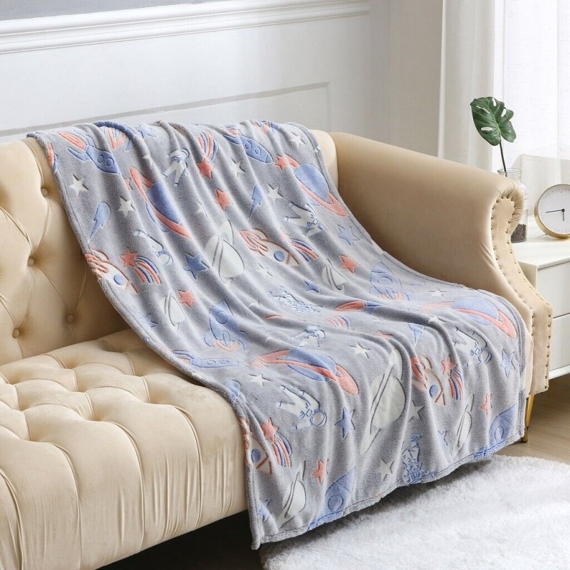 Fleece Blanket Glow in the Dark Large Sofa Throw Soft Warm Faux Fur Mink Kids - Home, Furniture & DIY:Children's Home & Furniture:Bedding:Blankets - British D'sire