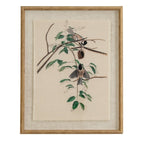 Flora & Fauna Collection Chickadees On Linen In Beaded Frame - Wall Art & Signs - British D'sire