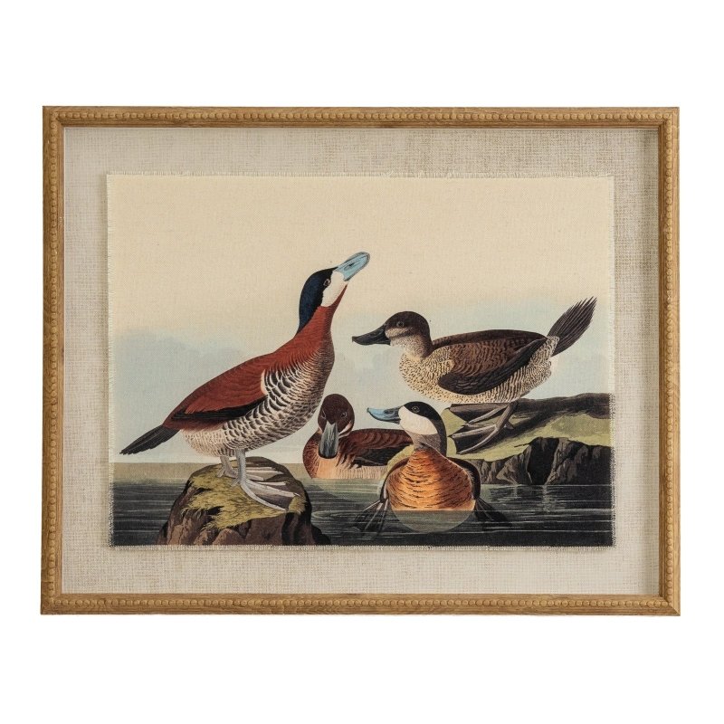Flora & Fauna Collection Ducks On Linen In Beaded Frame - Wall Art & Signs - British D'sire