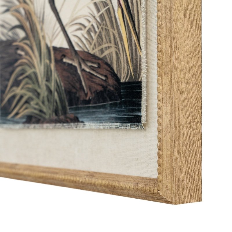 Flora & Fauna Collection Heron On Linen In Beaded Frame - Wall Art & Signs - British D'sire