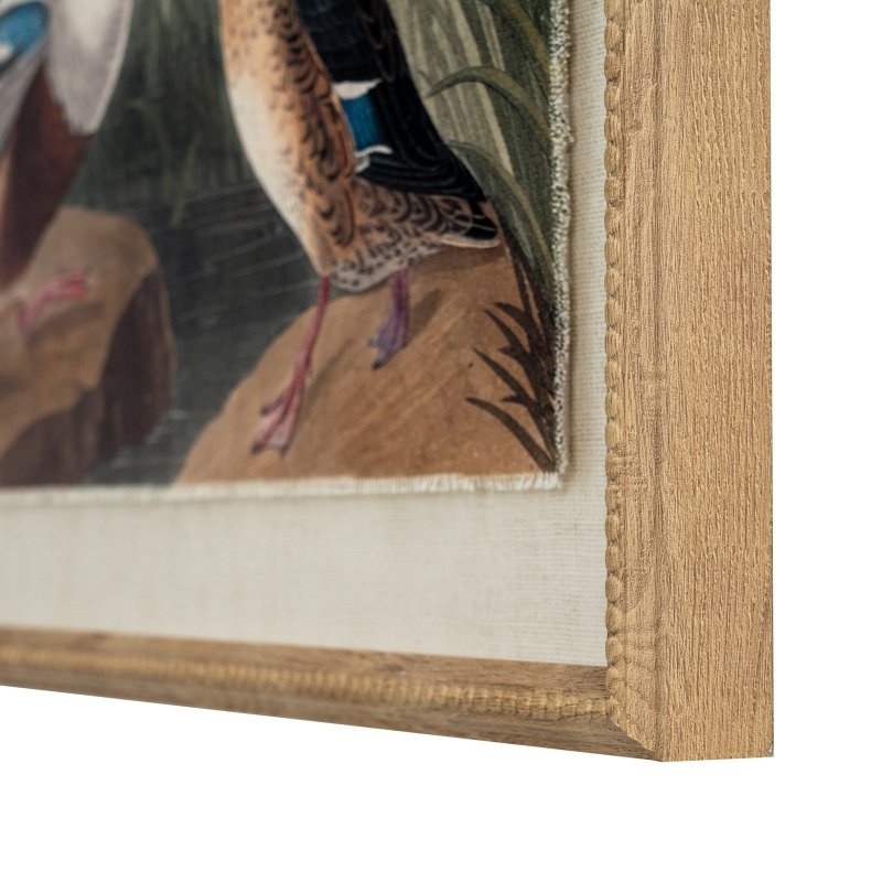 Flora & Fauna Collection Mallards On Linen In Beaded Frame - Wall Art & Signs - British D'sire