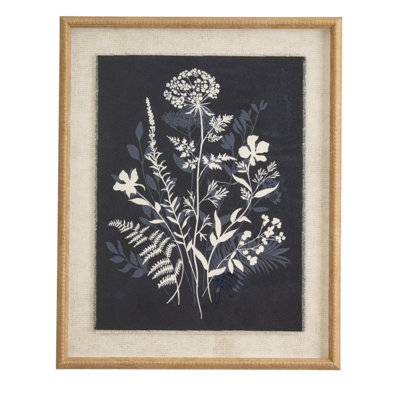Flora & Fauna Collection Meadow On Linen In Beaded Frame - Wall Art & Signs - British D'sire