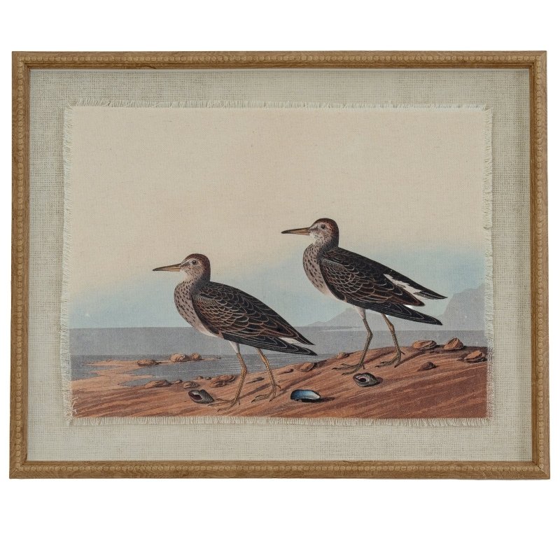 Flora & Fauna Collection Sandpipers On Linen In Beaded Frame - Wall Art & Signs - British D'sire