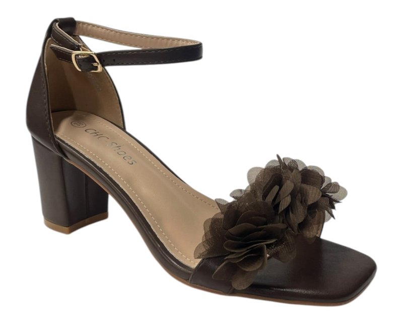 Floral Block Heel Open Toe Sandals - Heels - British D'sire
