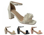 Floral Block Heel Open Toe Sandals - Heels - British D'sire