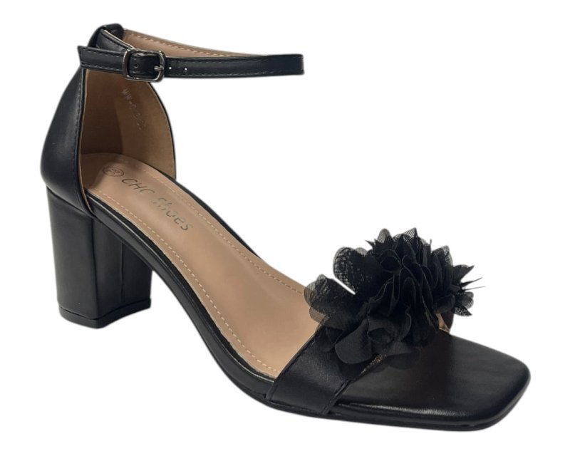 Floral Block Heel Open Toe Sandals - Heels - British D'sire