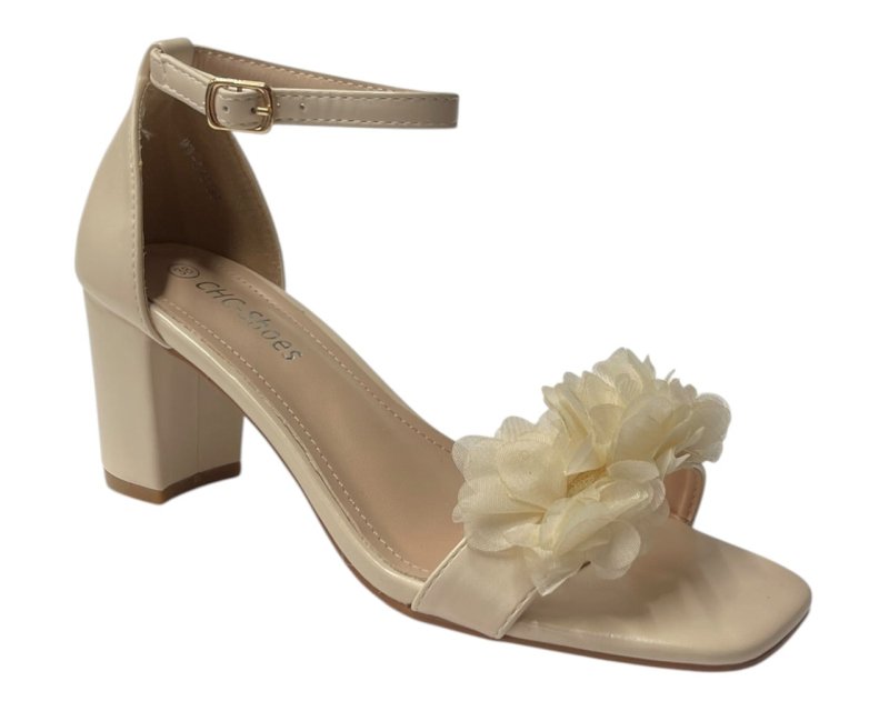 Floral Block Heel Open Toe Sandals - Heels - British D'sire