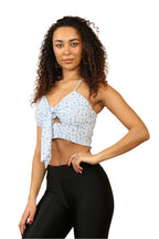 Floral Knot Front Bra let – Sky Blue Flower Print - Crop Top - British D'sire