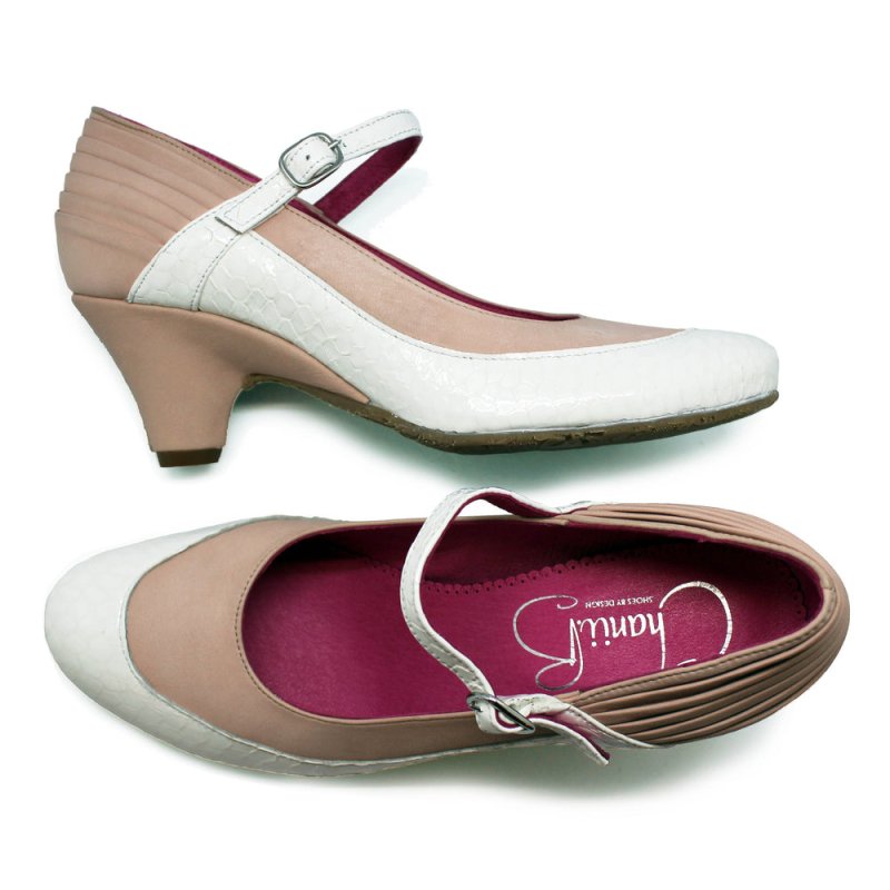 Flute - Pale Pink/White 37 only - Low Heel - British D'sire Main image