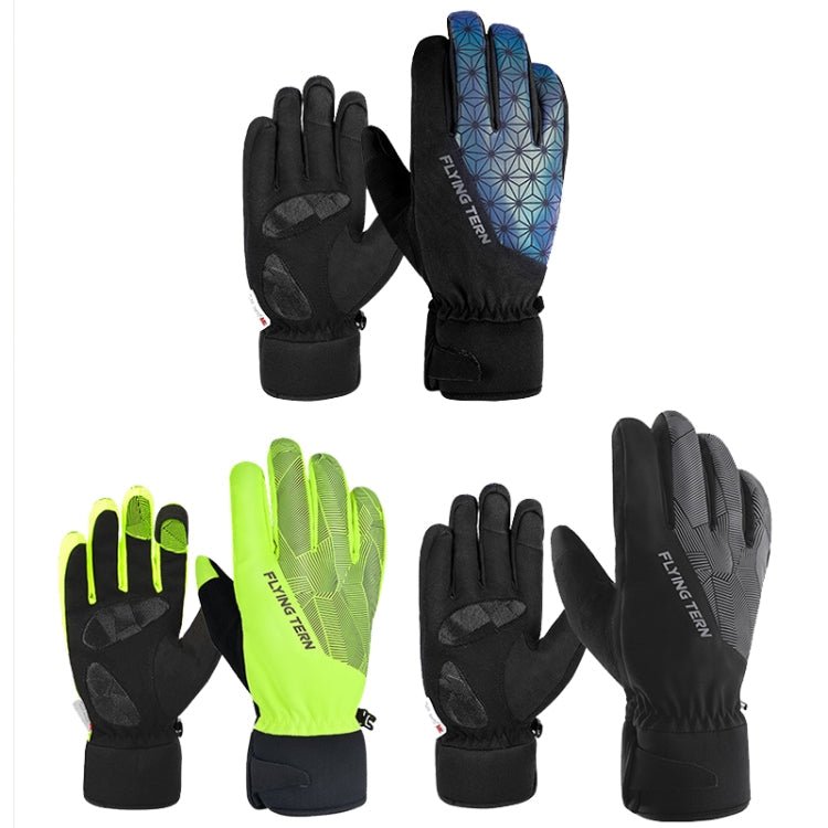 FLYING TERN 315 Thicken Cycling Windproof Warm Touch Screen Gloves, Size: L(Fluorescent Green) Secondary image