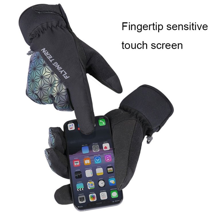 FLYING TERN 315 Thicken Cycling Windproof Warm Touch Screen Gloves, Size: L(Fluorescent Green) - British D'sire