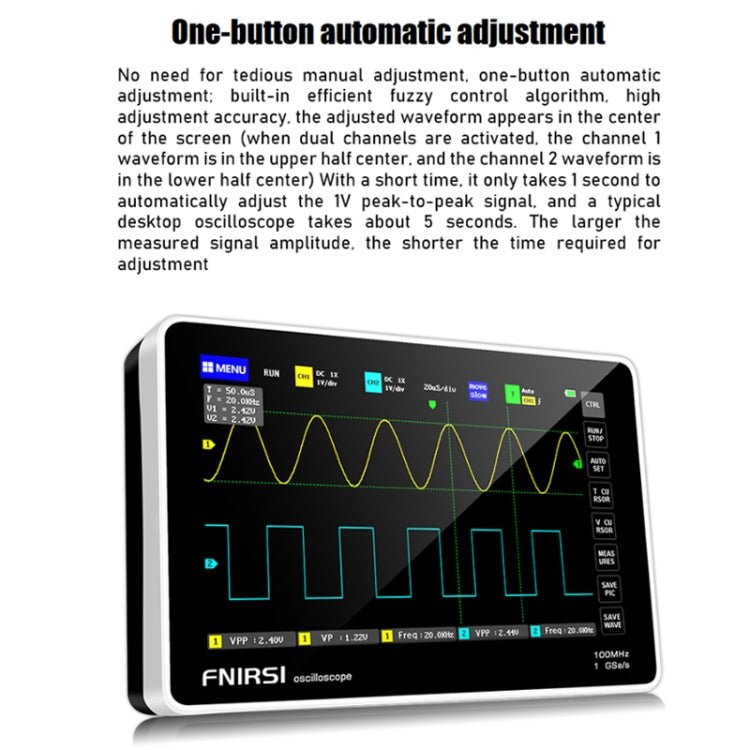 FNIRSI 1013D 1GS Sampling Dual Channel 100M Bandwidth Digital Oscilloscope, US Plug(English) - British D'sire