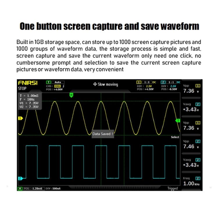 FNIRSI 1014D 2 in 1 Dual - channel 100M Bandwidth Digital Oscilloscope 1GS Sampling Signal Generator, US Plug - British D'sire