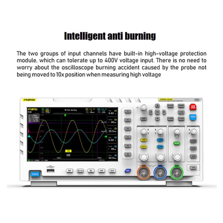 FNIRSI 1014D +P4100 Probe 2 in 1 Dual - channel 100M Bandwidth Digital Oscilloscope 1GS Sampling Signal Generator, US Plug - British D'sire