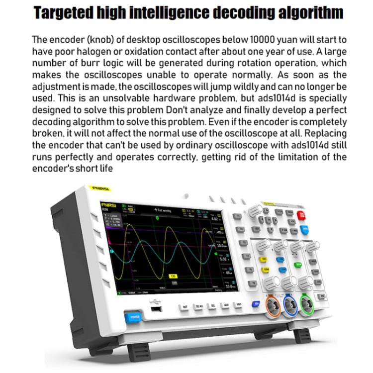 FNIRSI 1014D +P4100 Probe 2 in 1 Dual - channel 100M Bandwidth Digital Oscilloscope 1GS Sampling Signal Generator, US Plug - British D'sire