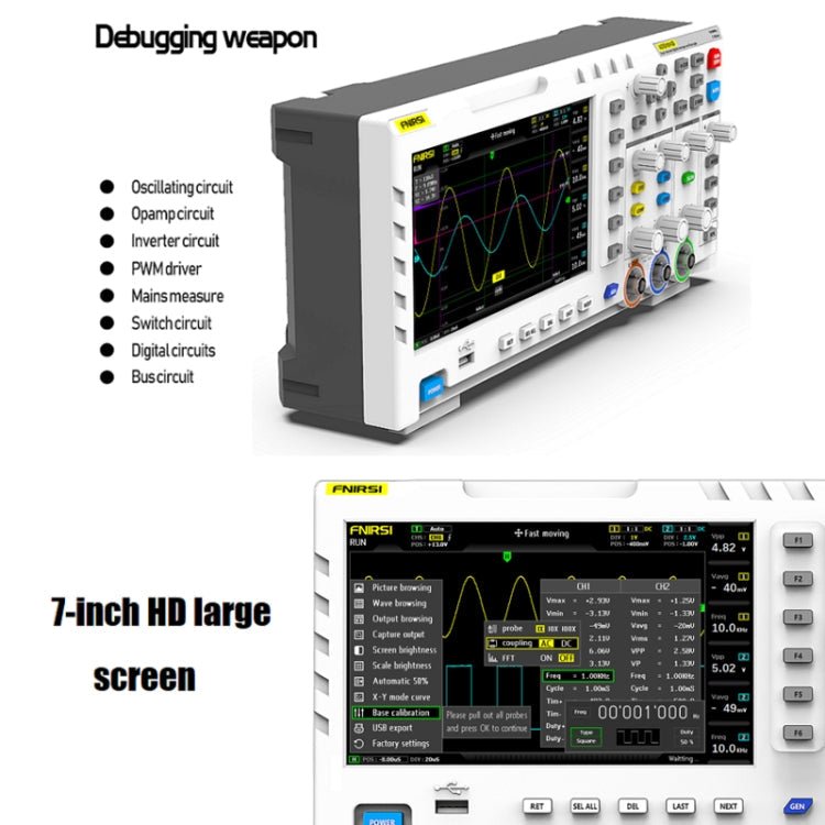 FNIRSI 1014D +P4100 Probe 2 in 1 Dual - channel 100M Bandwidth Digital Oscilloscope 1GS Sampling Signal Generator, US Plug - British D'sire