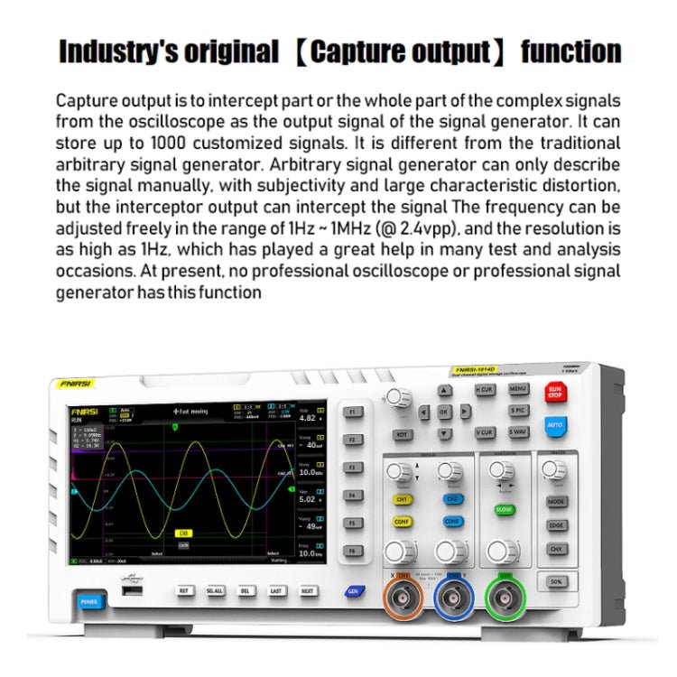 FNIRSI 1014D +P4100 Probe 2 in 1 Dual - channel 100M Bandwidth Digital Oscilloscope 1GS Sampling Signal Generator, US Plug - British D'sire