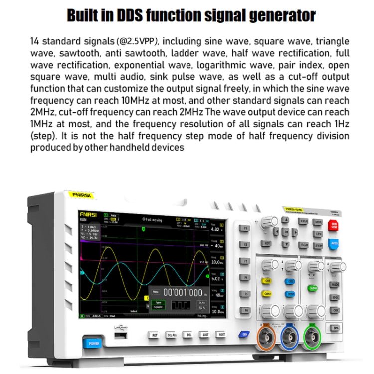 FNIRSI 1014D +P4100 Probe 2 in 1 Dual - channel 100M Bandwidth Digital Oscilloscope 1GS Sampling Signal Generator, US Plug - British D'sire