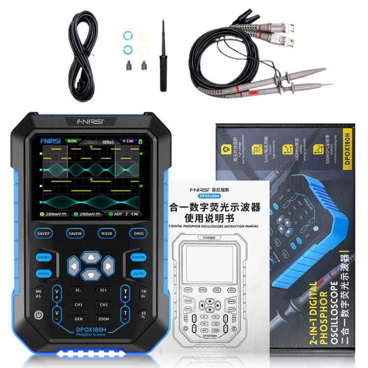 FNIRSI 2 In 1 Small Handheld Fluorescence Digital Dual-Channel Oscilloscope, US Plug(Blue) Secondary image