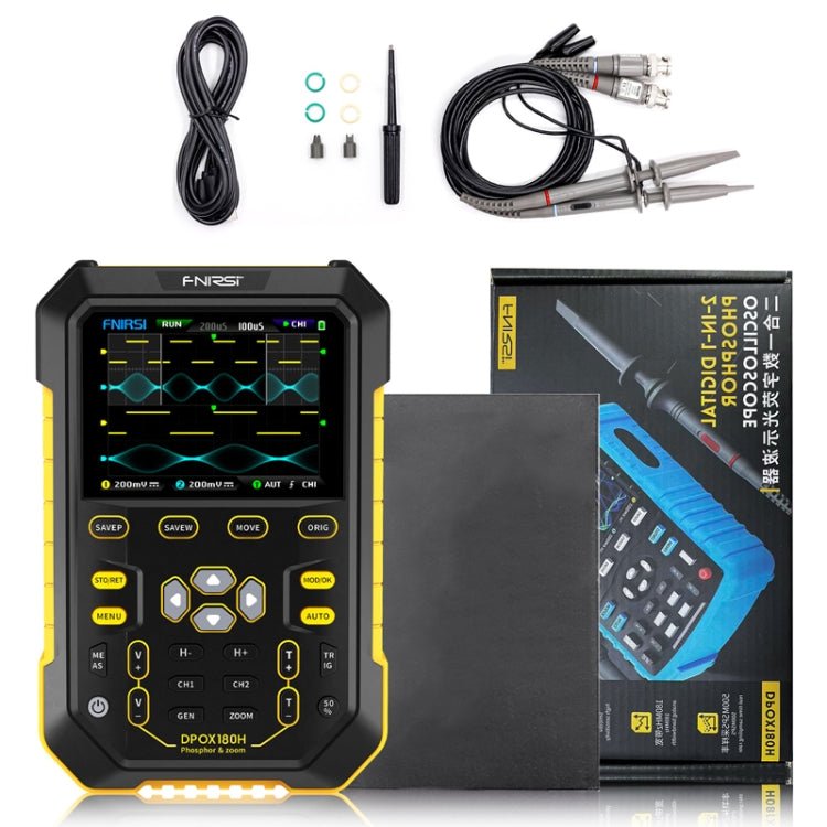 FNIRSI 2 In 1 Small Handheld Fluorescence Digital Dual-Channel Oscilloscope, US Plug(Yellow) Secondary image