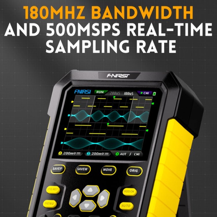 FNIRSI 2 In 1 Small Handheld Fluorescence Digital Dual - Channel Oscilloscope, US Plug(Yellow) - British D'sire