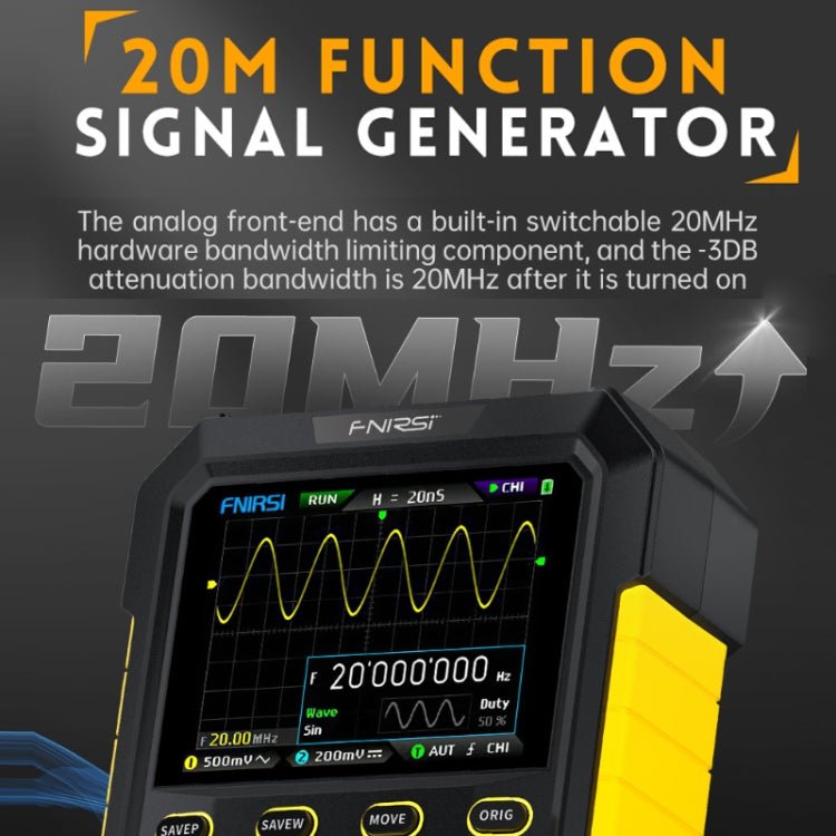 FNIRSI 2 In 1 Small Handheld Fluorescence Digital Dual - Channel Oscilloscope, US Plug(Yellow) - British D'sire
