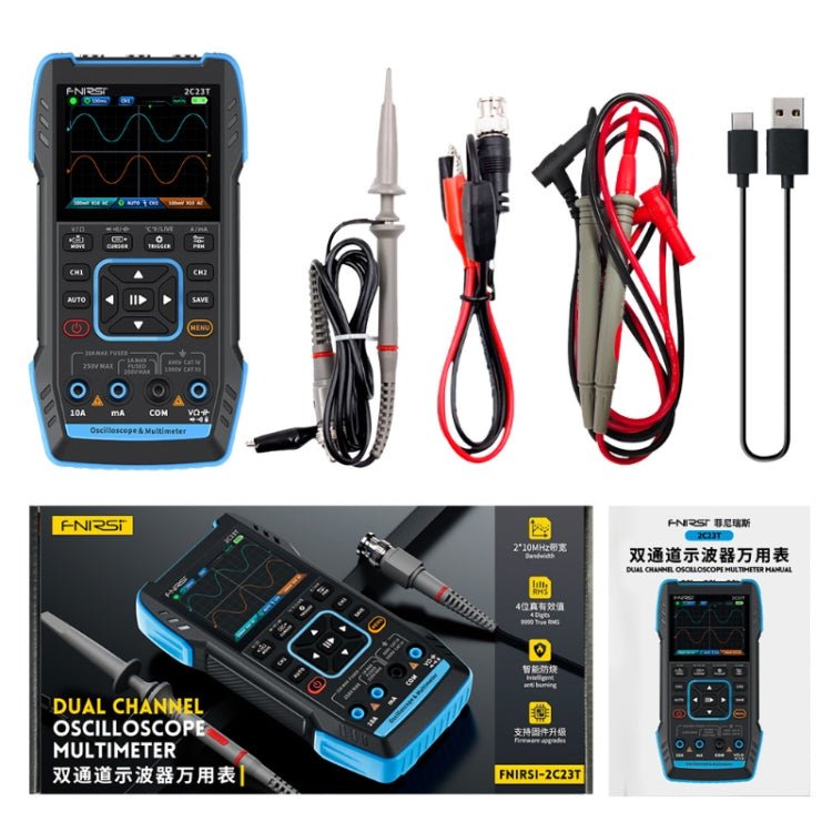 FNIRSI 3 In 1 Handheld Digital Oscilloscope Dual - Channel Multimeter, Specification: Standard - British D'sire