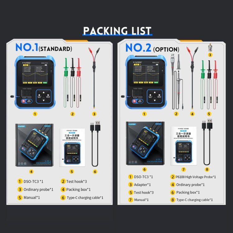 FNIRSI 3 In 1 Handheld Digital Oscilloscope LCR Transistor Tester, Specification: Upgrade - British D'sire
