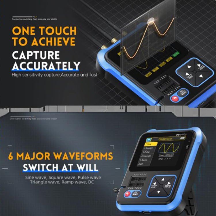 FNIRSI 3 In 1 Handheld Digital Oscilloscope LCR Transistor Tester, Specification: Upgrade - British D'sire