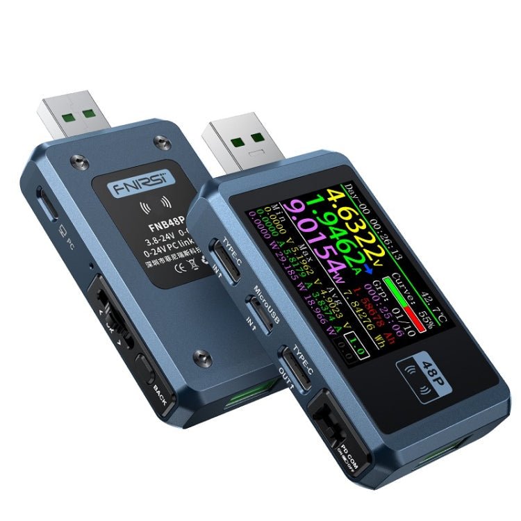 FNIRSI FNB48P USB Mobile Phone DC Power Charger Detector, Color: Bluetooth Blue - British D'sire Main image